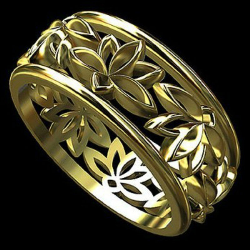 Stainless Steel Ring With Lotus Men And Women Creativity Simple Personality