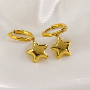 Simple Style Five-pointed Star Stainless Steel Necklace Earrings