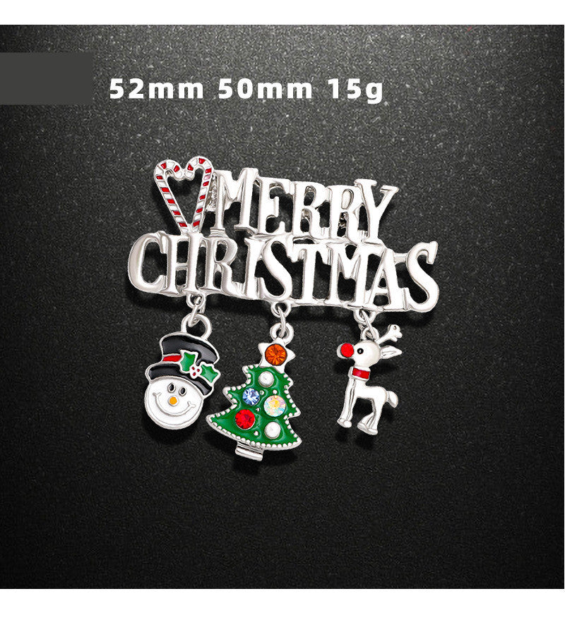 Snowman Tree Corsage Alloy Diamond Christmas Brooch