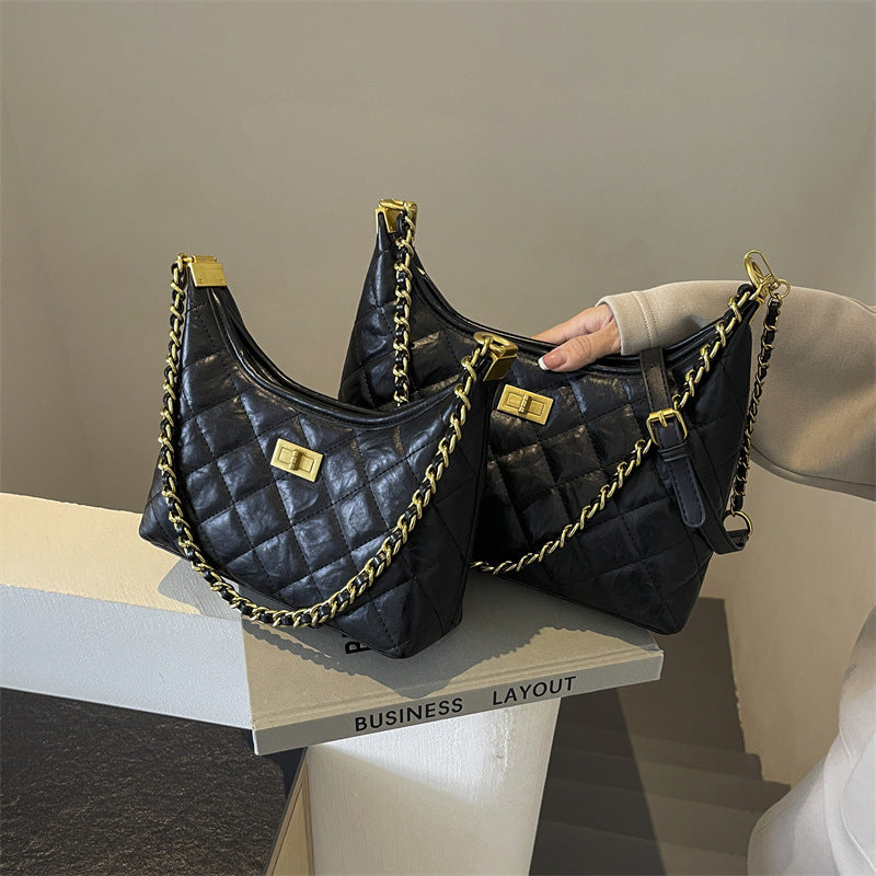 New Popular All-matching Crossbody High-grade One-shoulder Rhombus Thread Bag