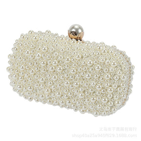 Women's Pearl Dinner Bag Soft Surface Lock Clutch