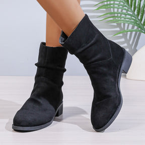 European And American Plus Size Autumn And Winter Pointed Toe Chunky Heel Pile Style Boots